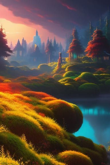 Studio Ghibli Village Key Visual in Anime Style