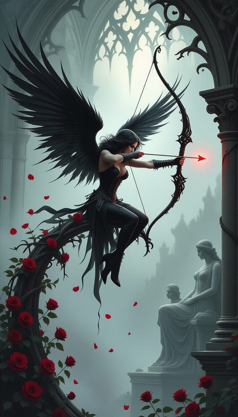 Gothic Cupid Aims Cursed Love Arrow