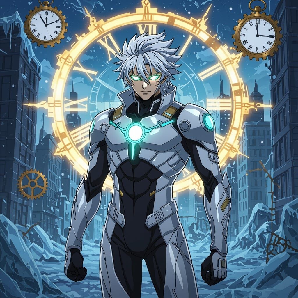 Chrono: Time-Controlling Supervillain in Anime Style