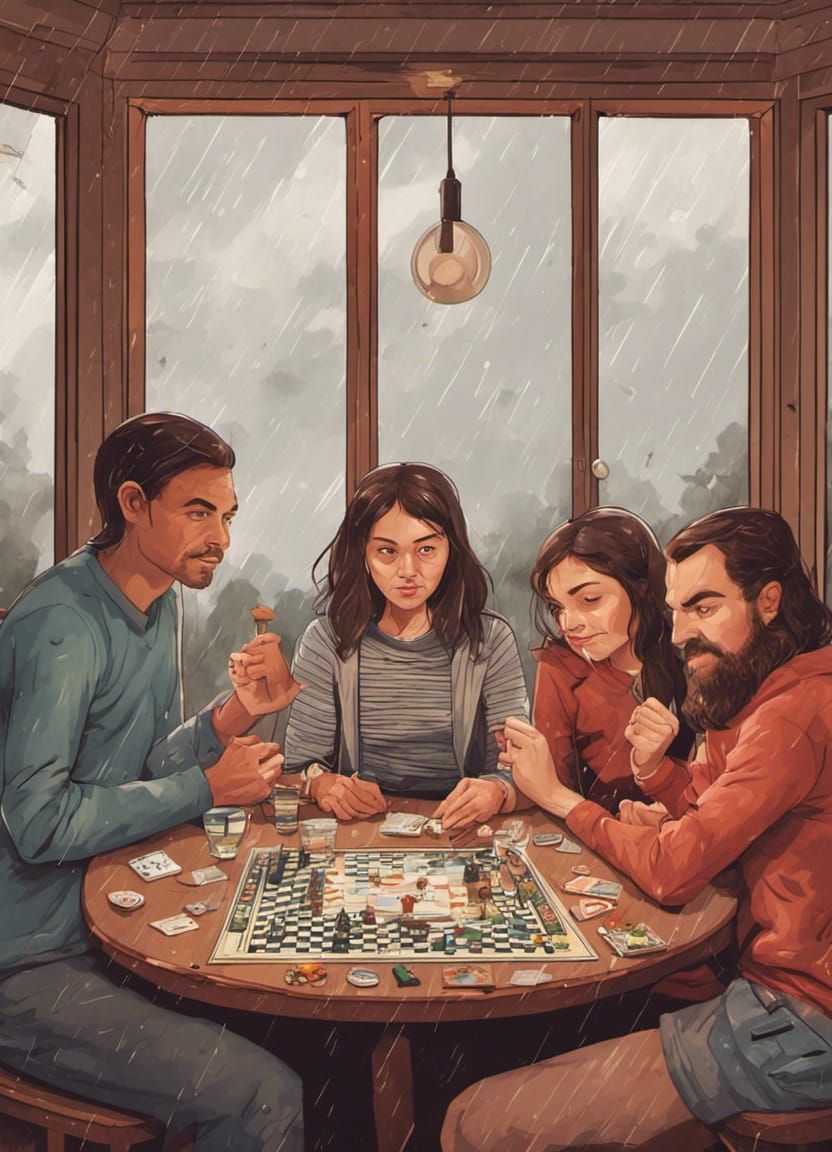 Friends playing board games