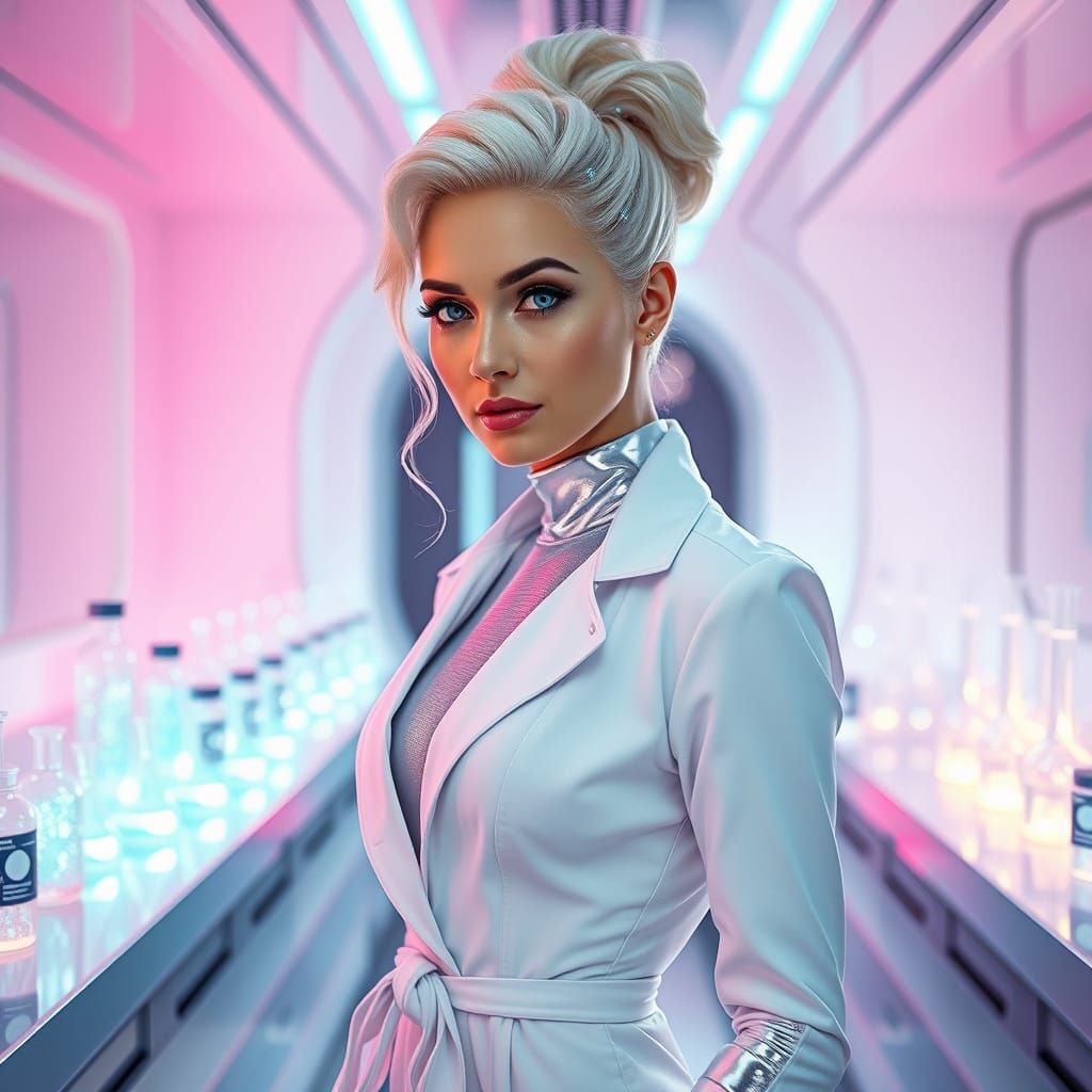 Futuristic Laboratory Beauty in Cyberpunk Aesthetic