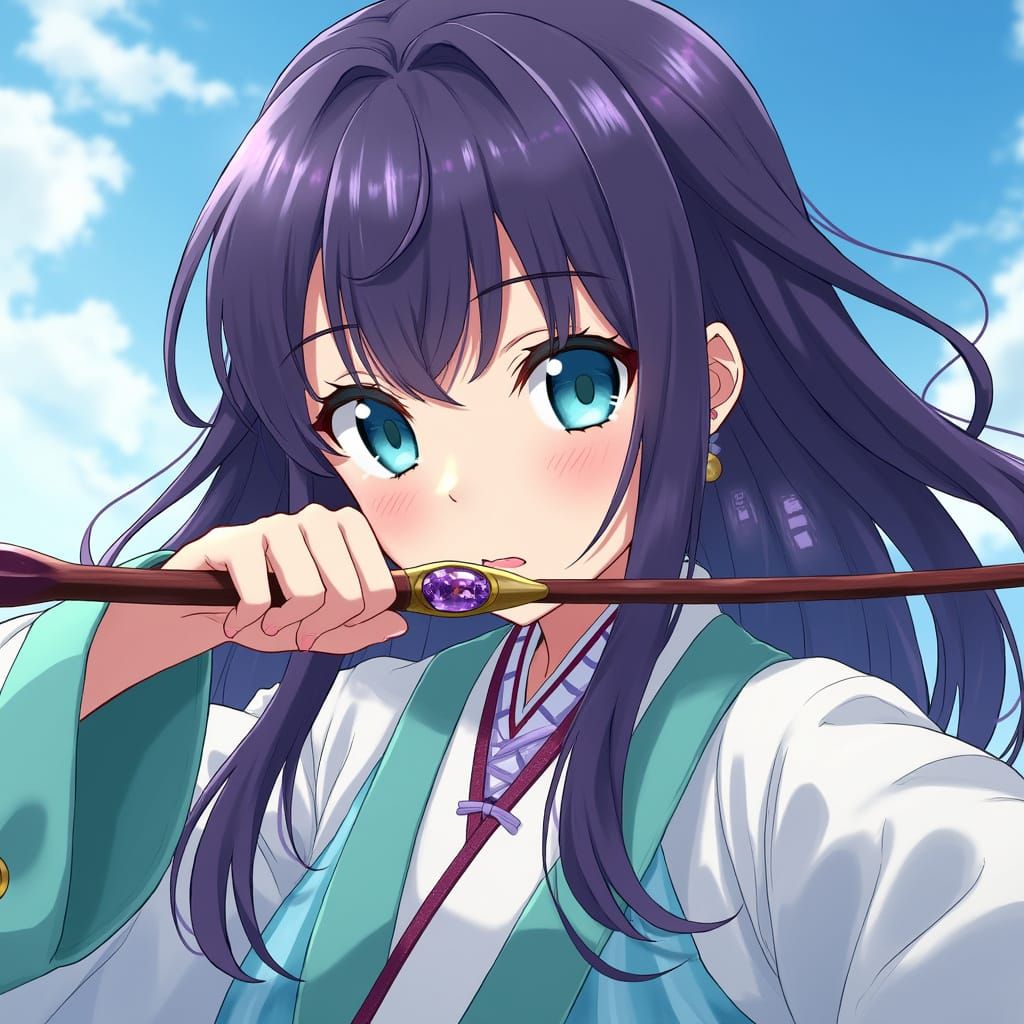 Elegant Warrior in Traditional Korean Hanbok