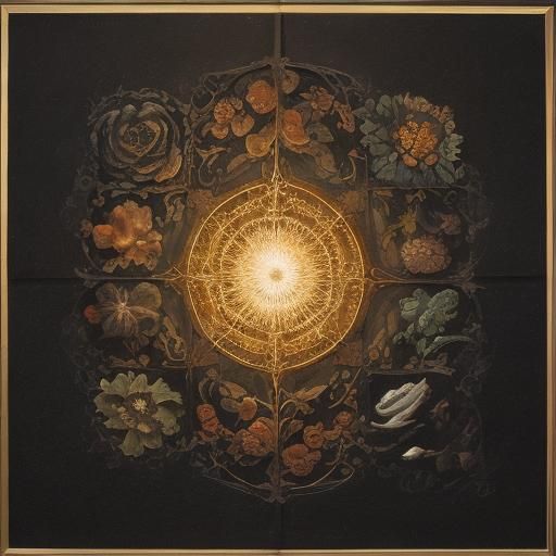 Nautilus Curves with Floral Elements in CGI Style