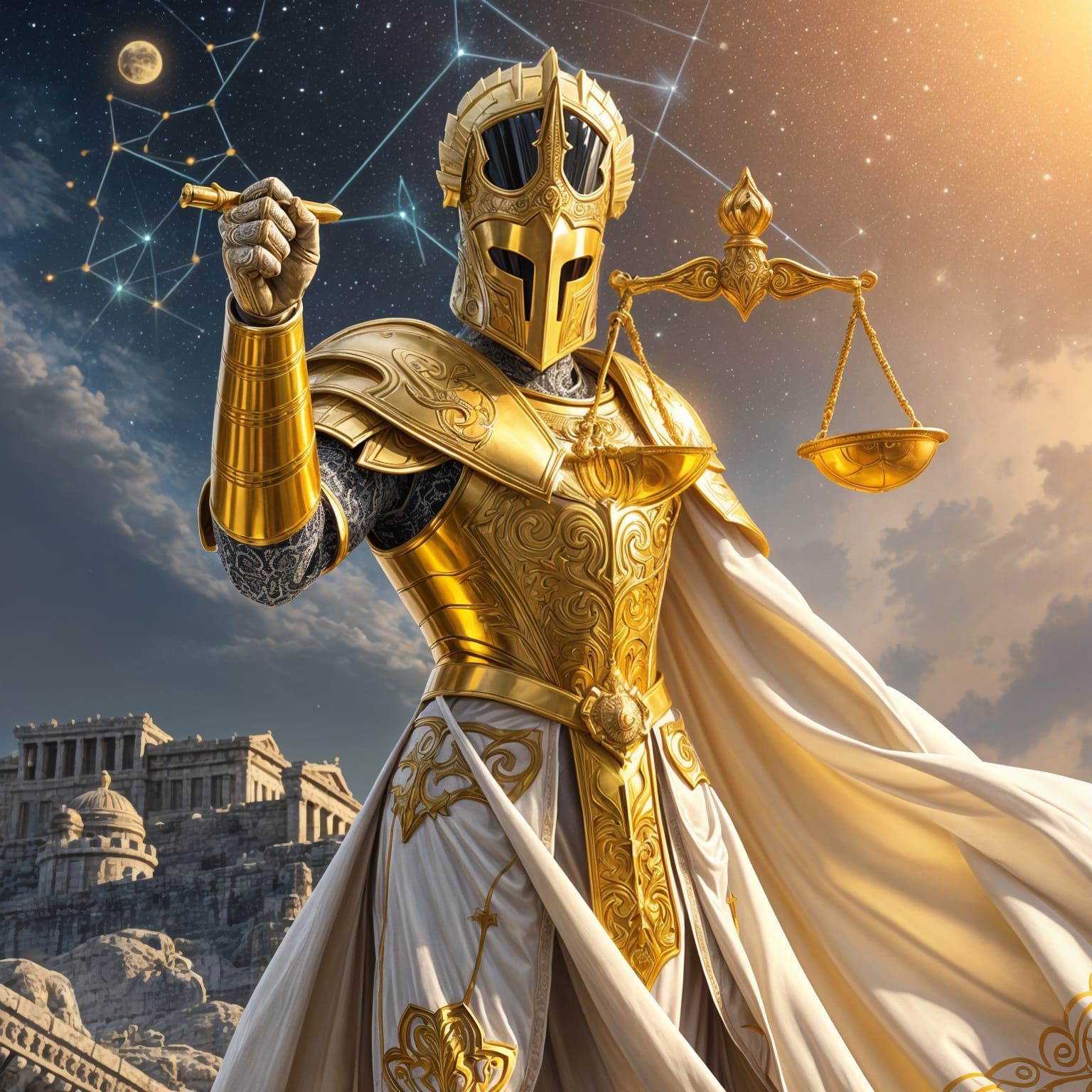 Golden Knight of Libra in Saint Seiya Style
