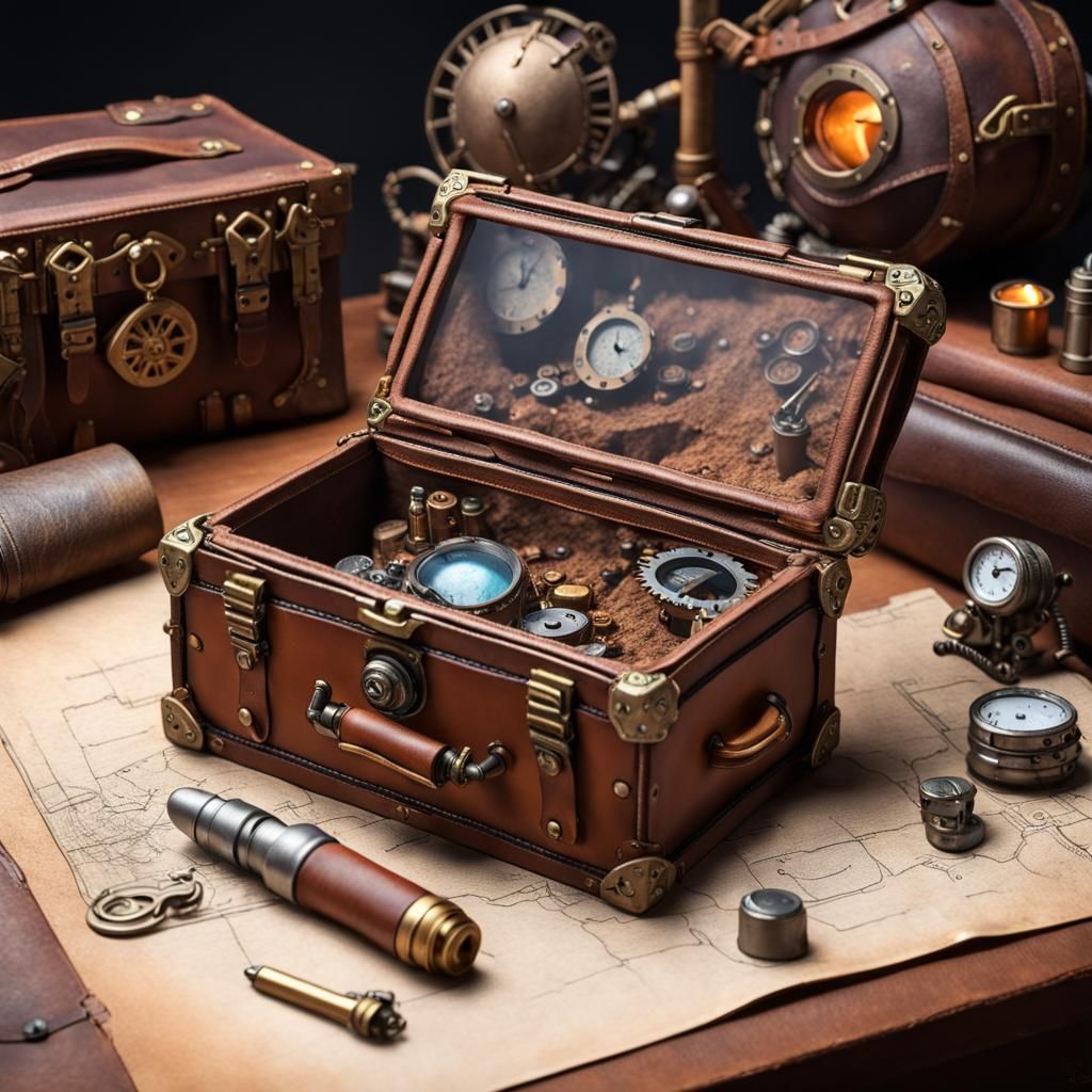 Steampunk Mine Exploration in Leather Case