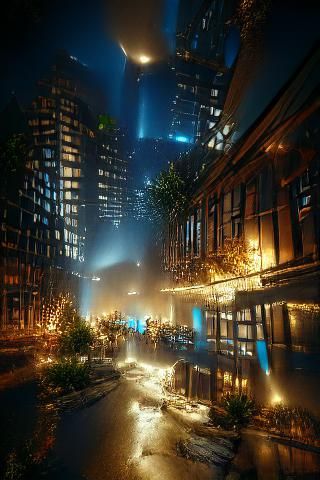 Vibrant Cityscape at Night