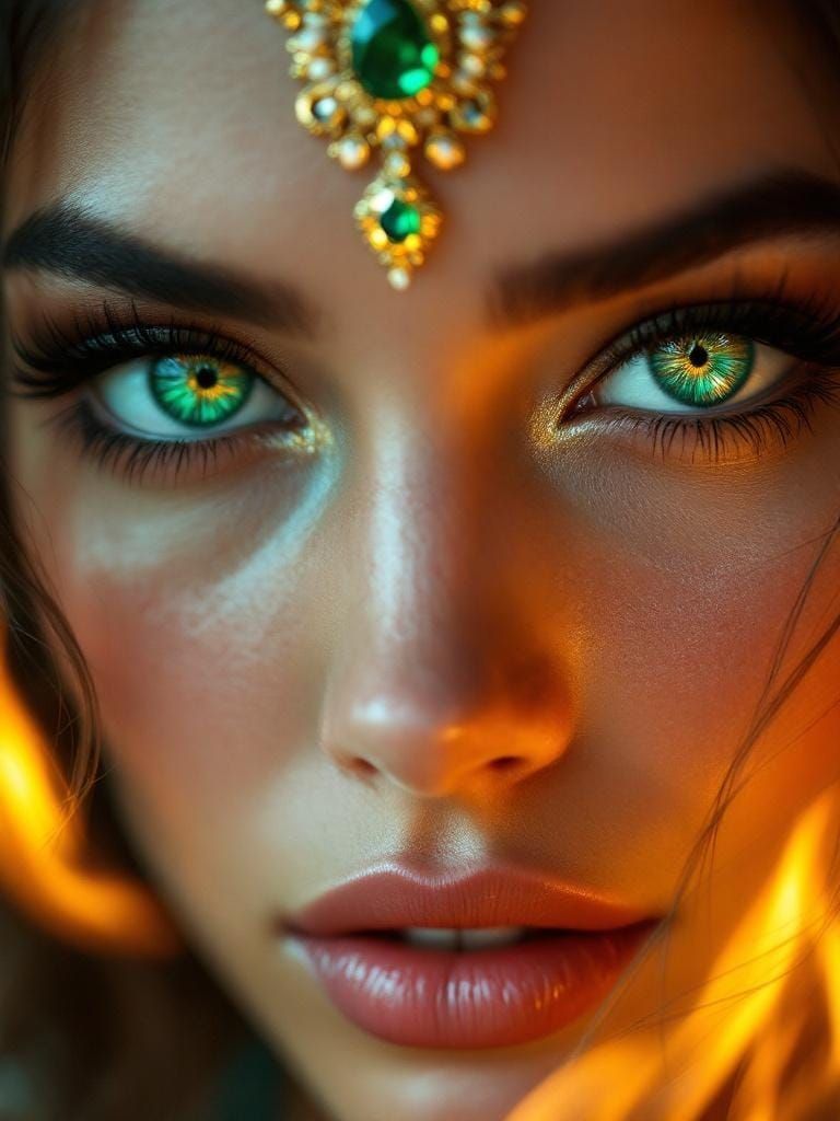 Detailed Macro Shot of Eyes and Jewelry