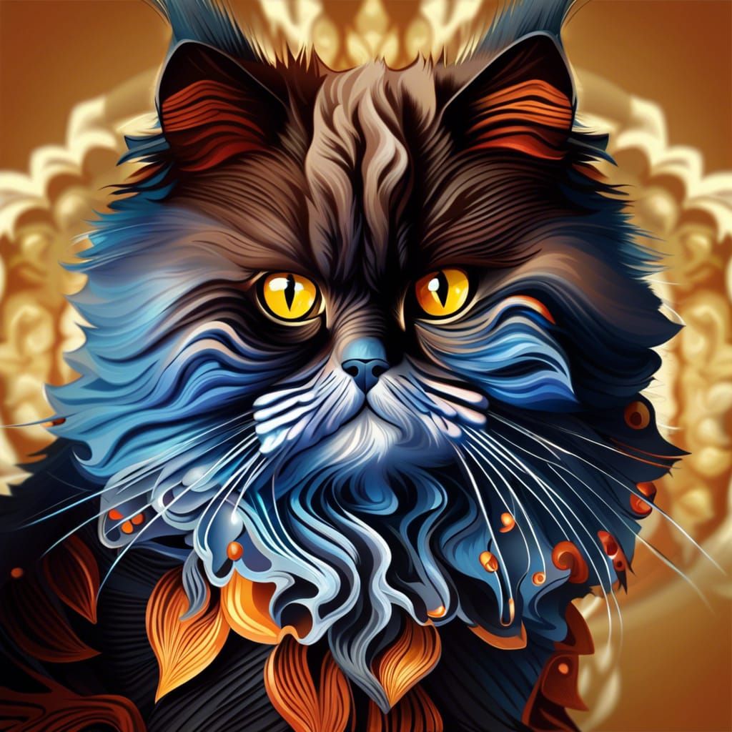 Chrome Persian Cat with Dynamic Lighting