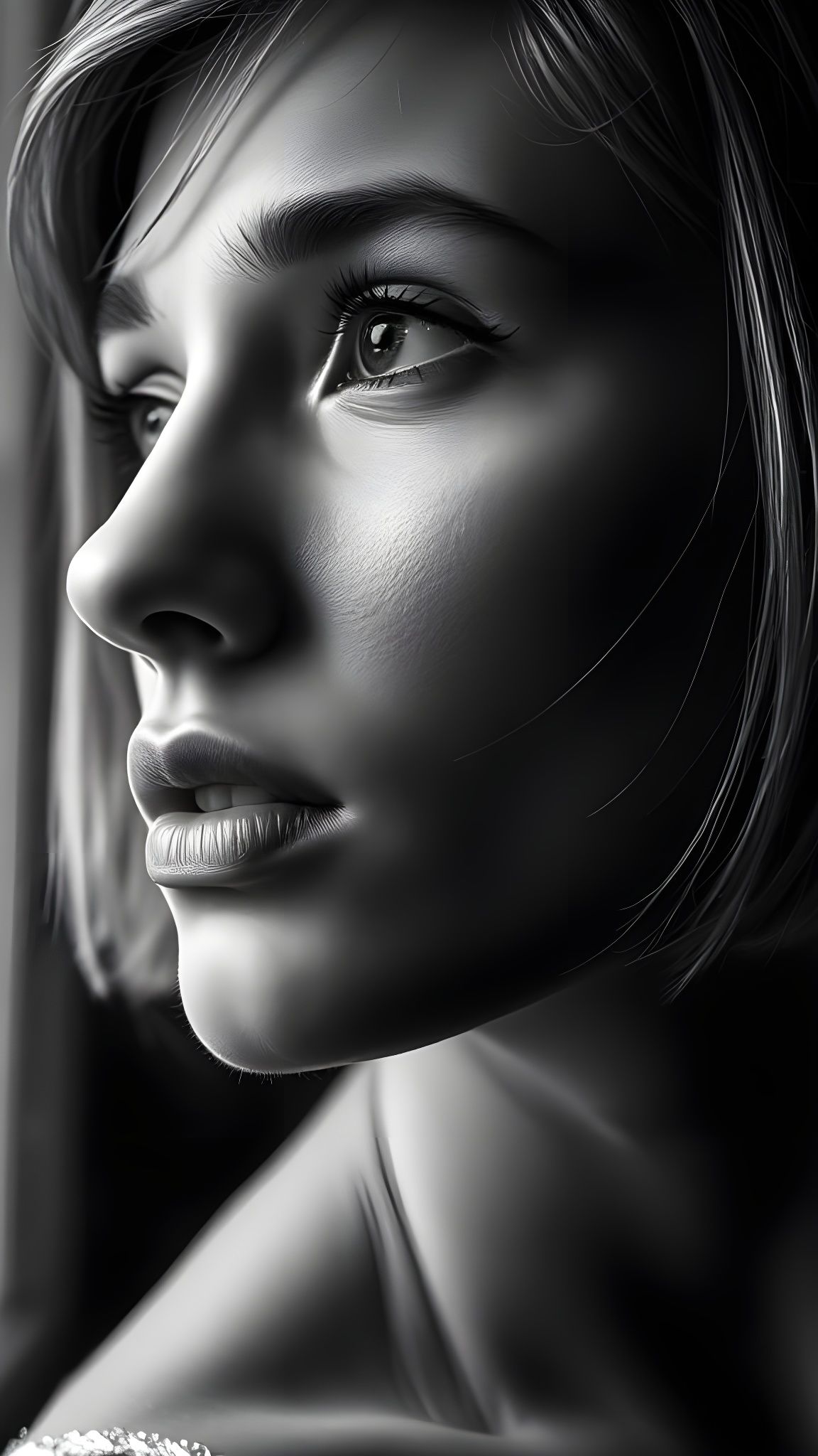 Elegant Black and White Portrait of a Young Woman