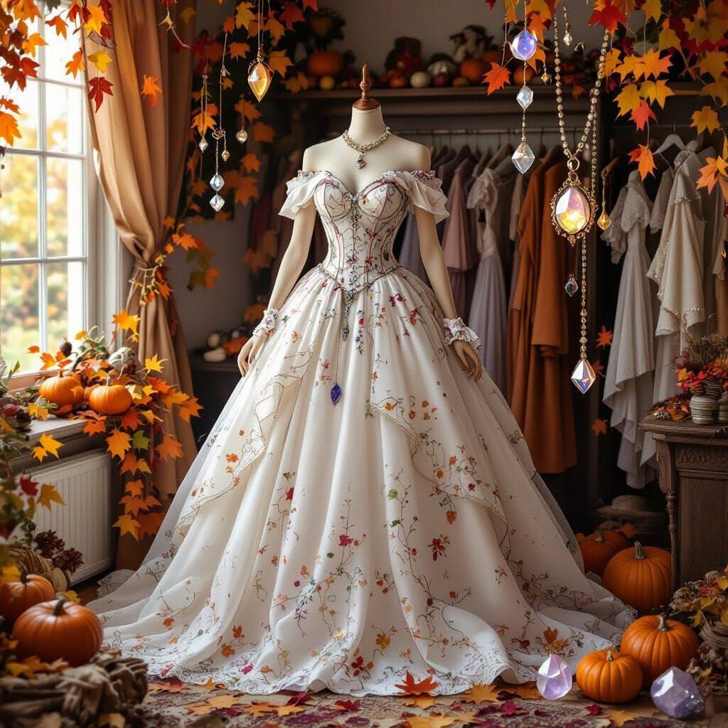 Magical Autumn Wardrobe Filled With Gowns and Jewelry