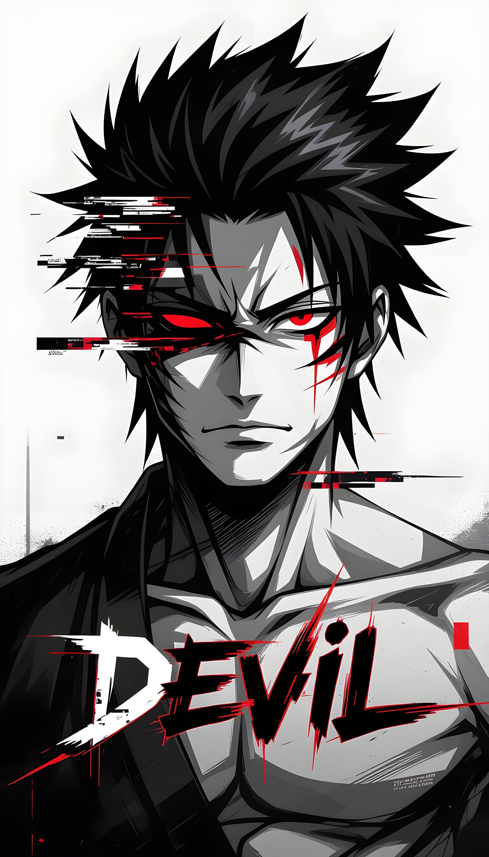 Glitch Art Portrait with Distorted Typography