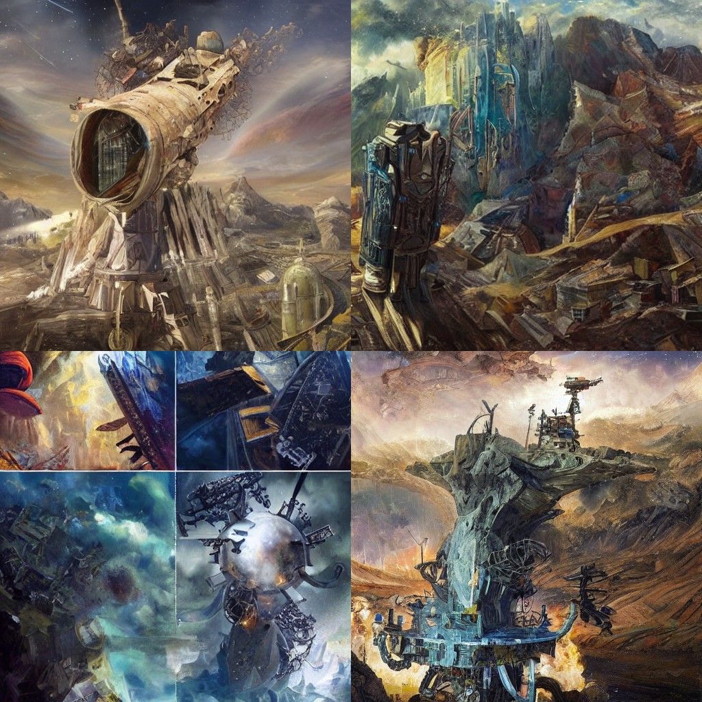 Satellite Technology Assisting Man: Surreal Concept Art