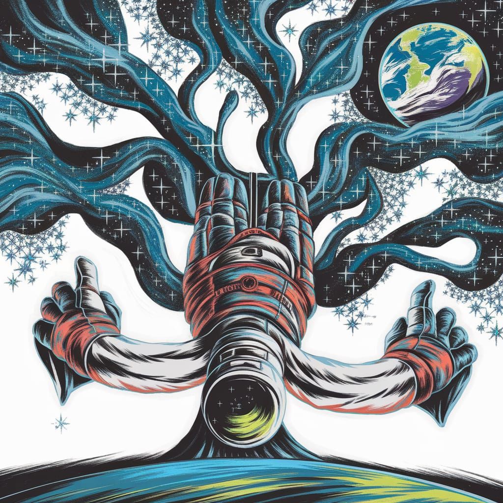 Astronaut Gazing at Earth in Sci-Fi Style