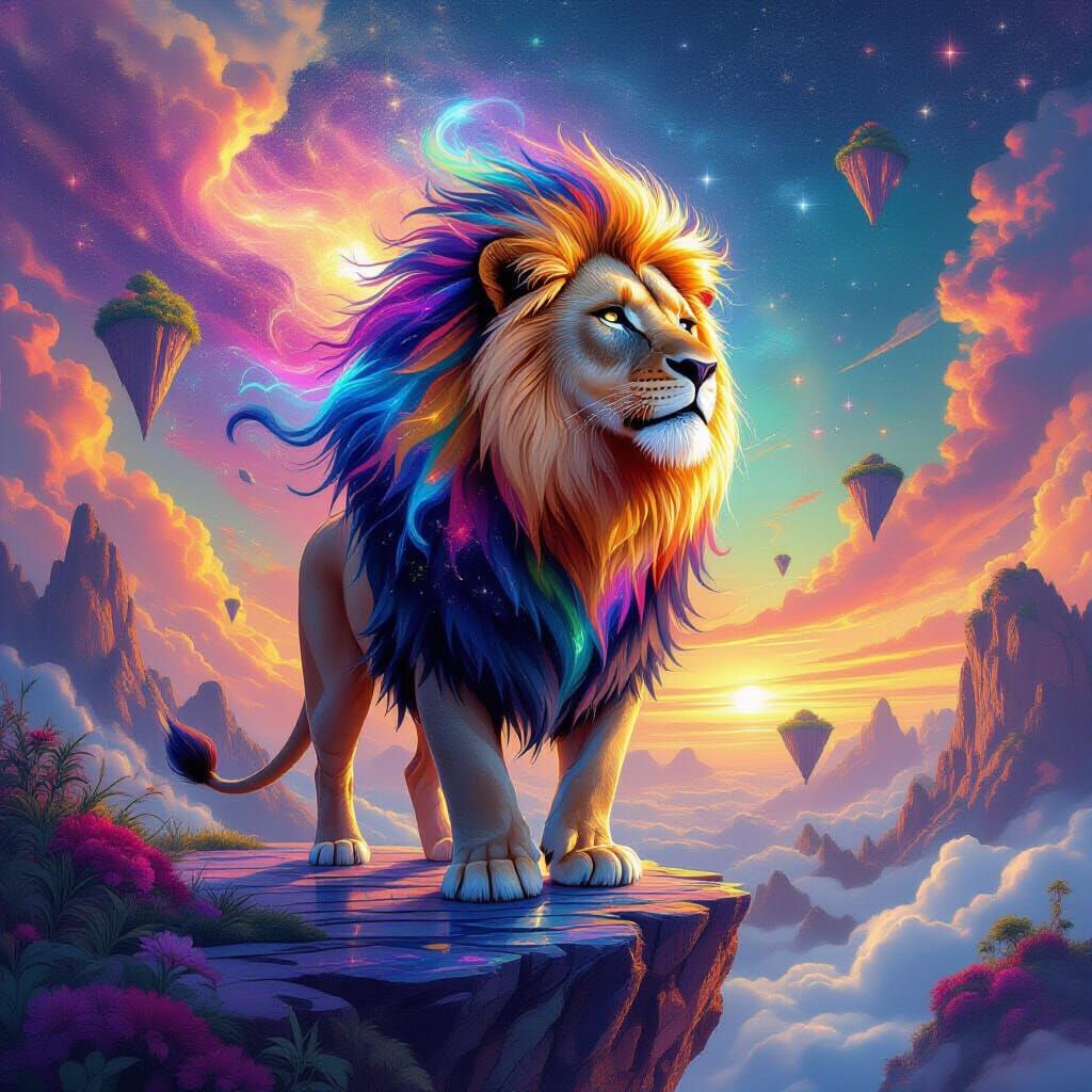 Majestic Cosmic Lion on Alien World Digital Art