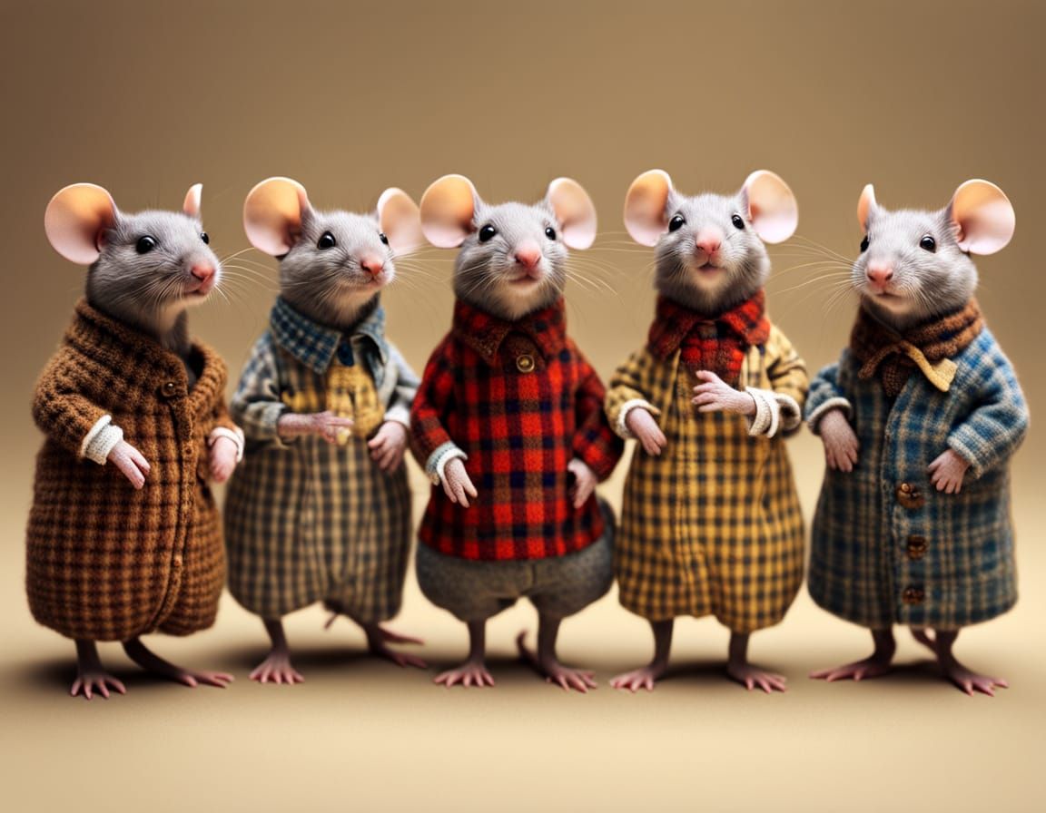 Toddler Mice in Plaid Outfits: Inspired by Masters