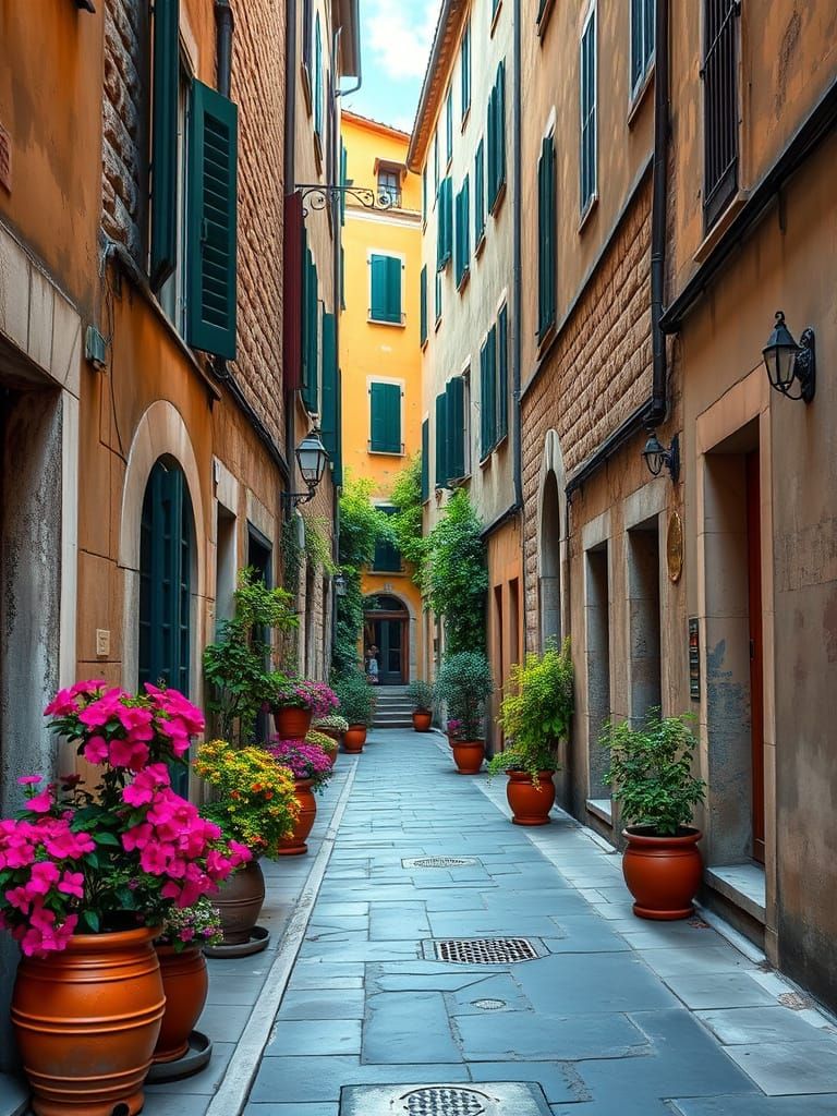 Surreal Sicilian Alleyway in Hyper-Realistic Style