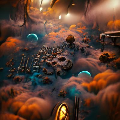 Space Colony in Dead Star Cemetery: Matte Painting