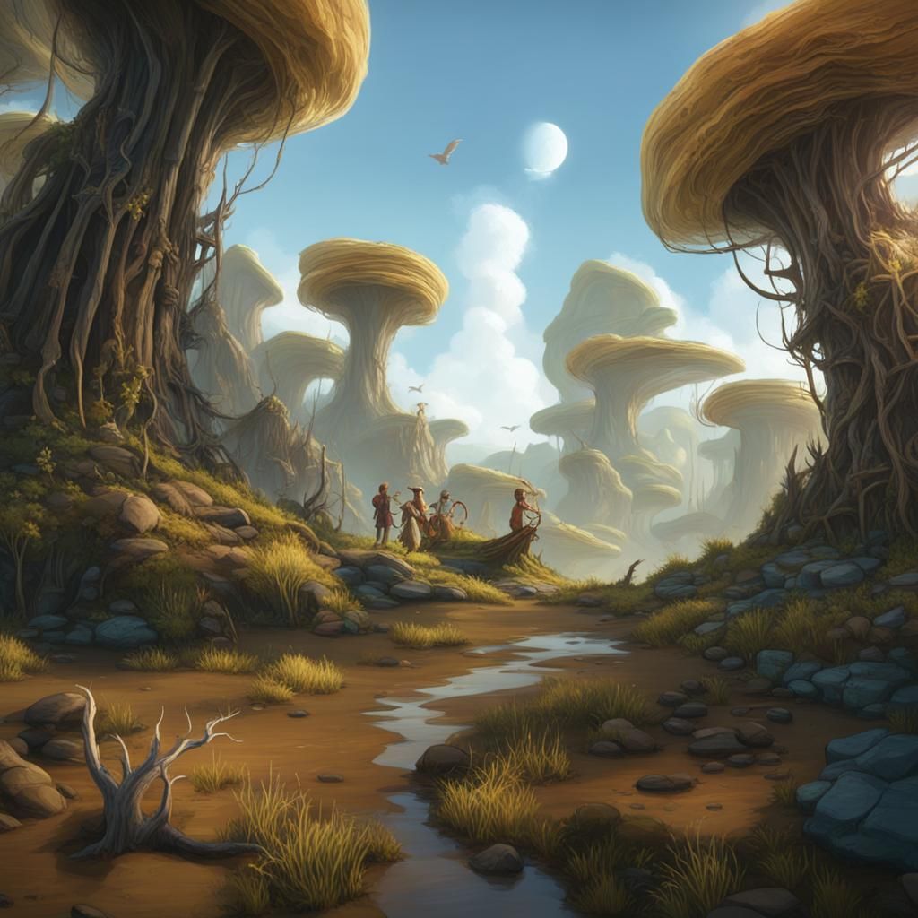 Surreal Alien Landscape with Strange Shores