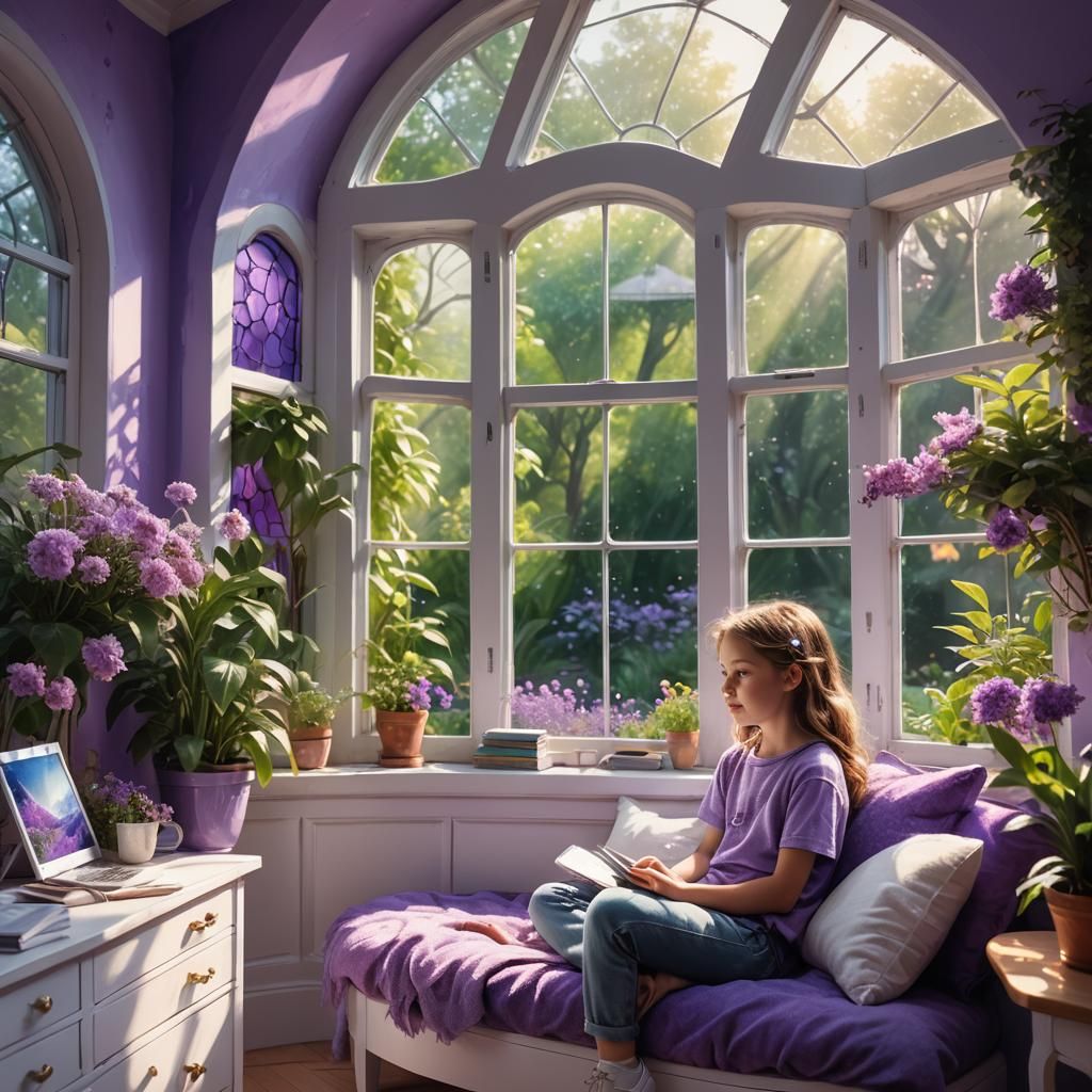 Girl in Cozy Bedroom: Fantastical Concept Art
