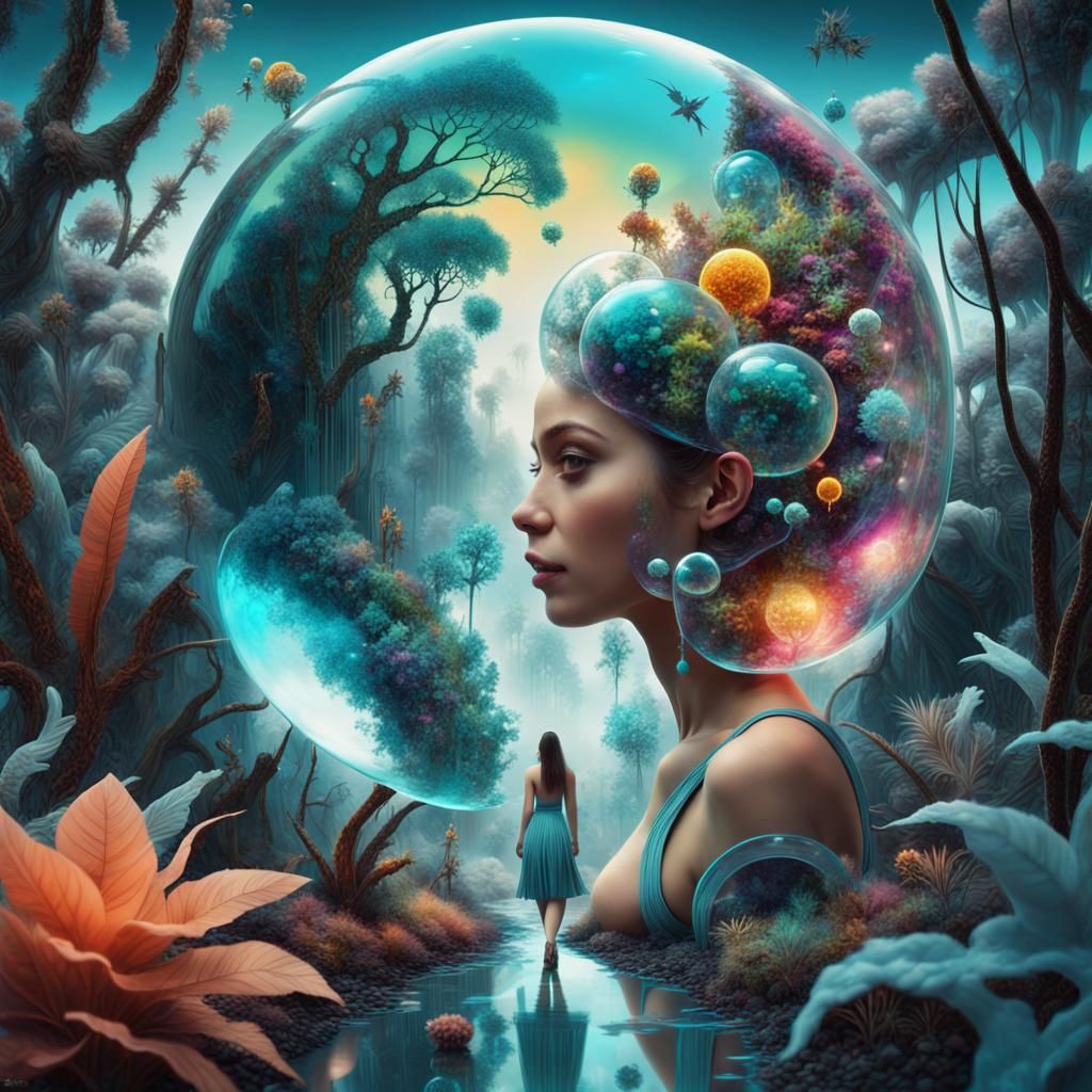 Mysterious Planet with Woman Hybrids in Bioluminescence