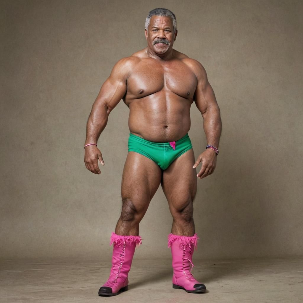 South African Wrestler Champ Posing Confidently