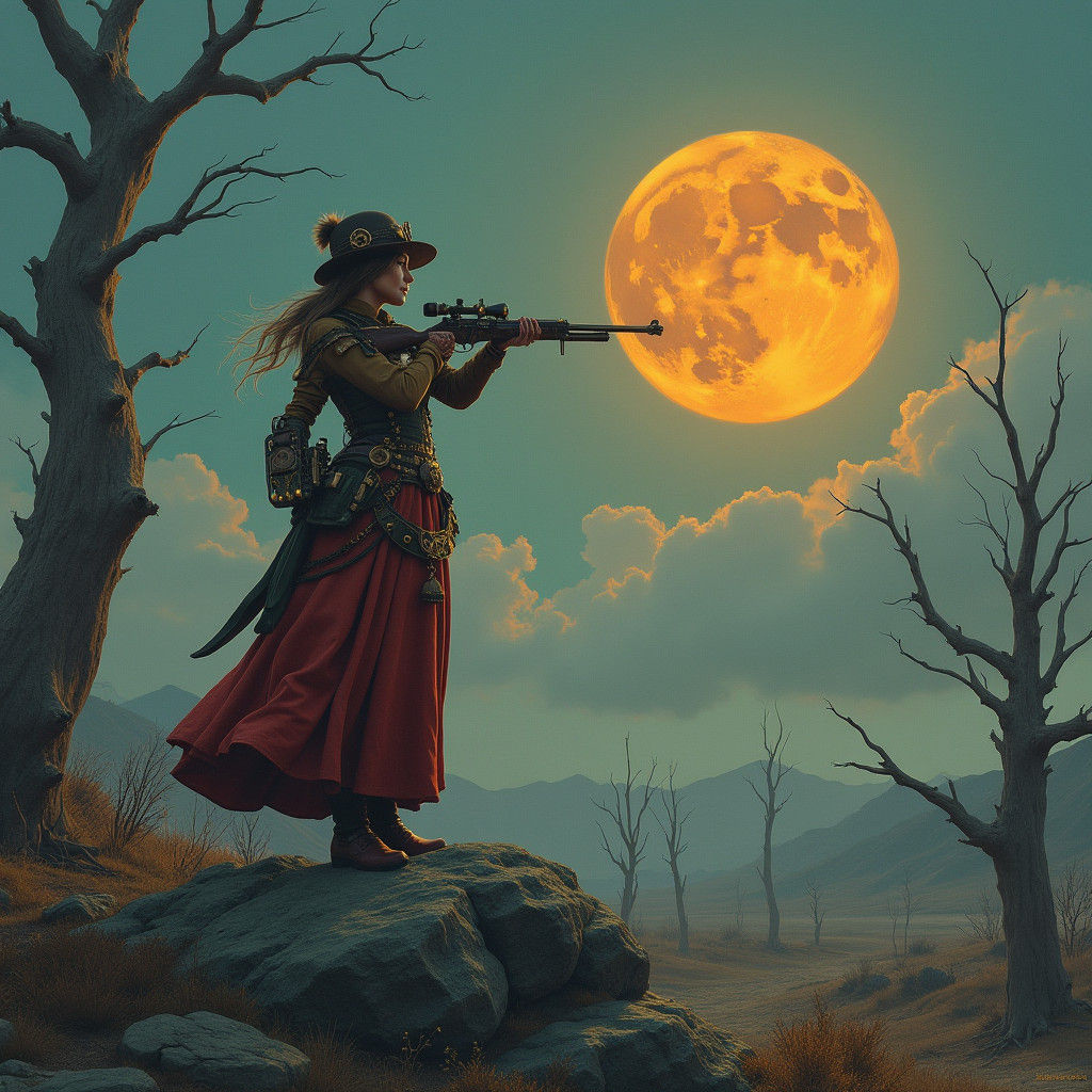 Steampunk Woman Guarding the Badlands in Digital Art