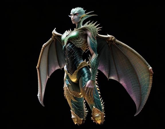Rodan Pteranodon Dragon with Iridescent Scales in 3D