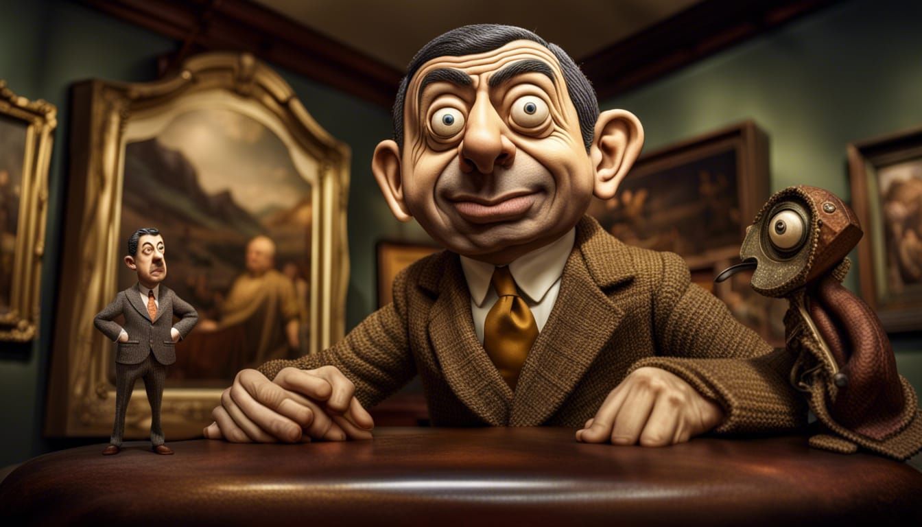 Hyperrealistic Mr. Bean Anthropomorphic Bean Museum