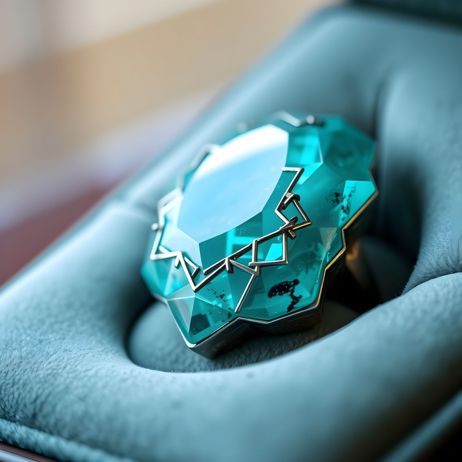 Turquoise Jewel with Intricate Geometric Structure
