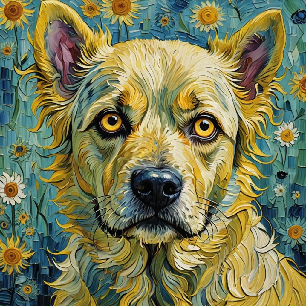 Dog with Yellow Eye, Van Gogh Style