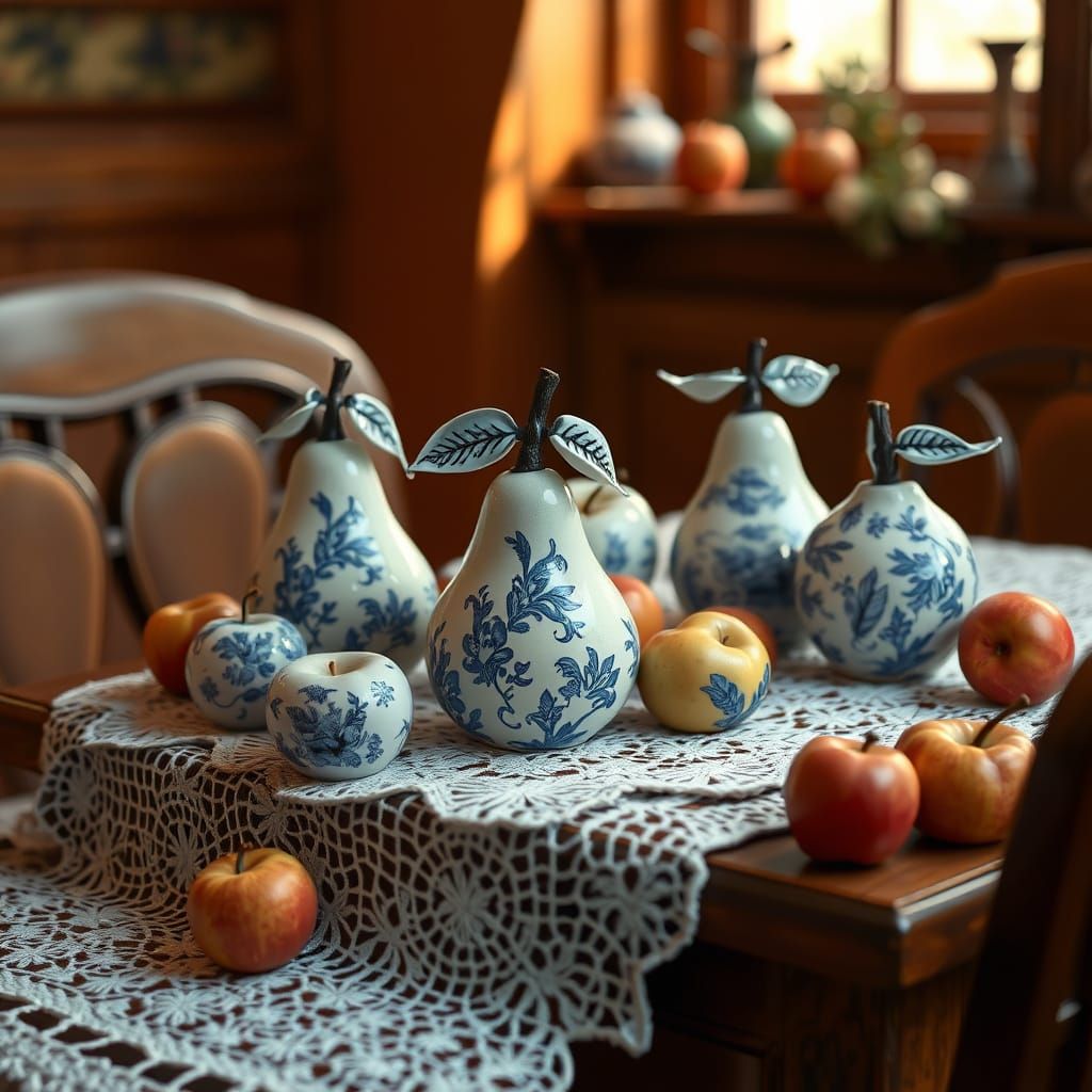 Bohemian China Still Life in Warm, Earthy Tones