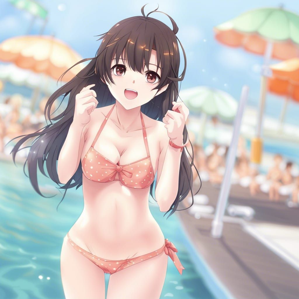 Cute Anime Girl in Bikini: Manga Style