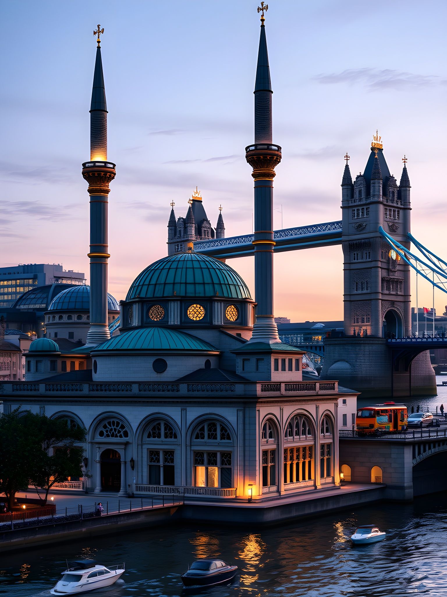 Grand Mosque on the Thames at Dusk