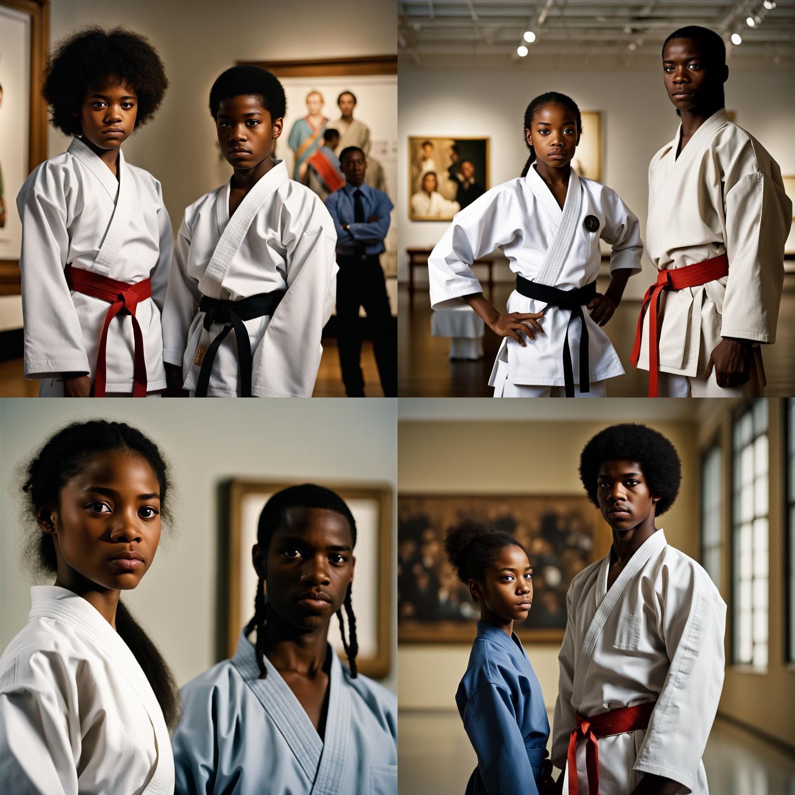 Black Karate Students in 1970s Museum Portrait
