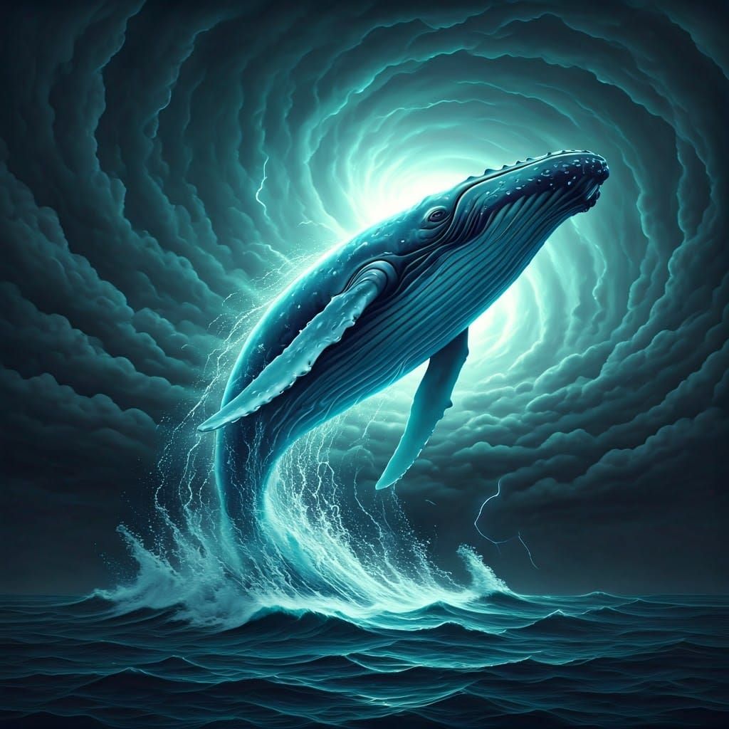 Ethereal Water Whale Emerges from Hurricane