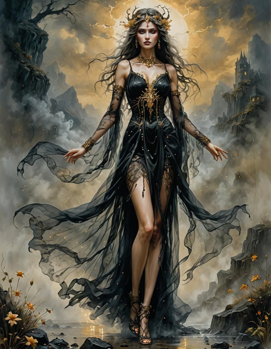 Goddess of Darkness in Acrylic Painting