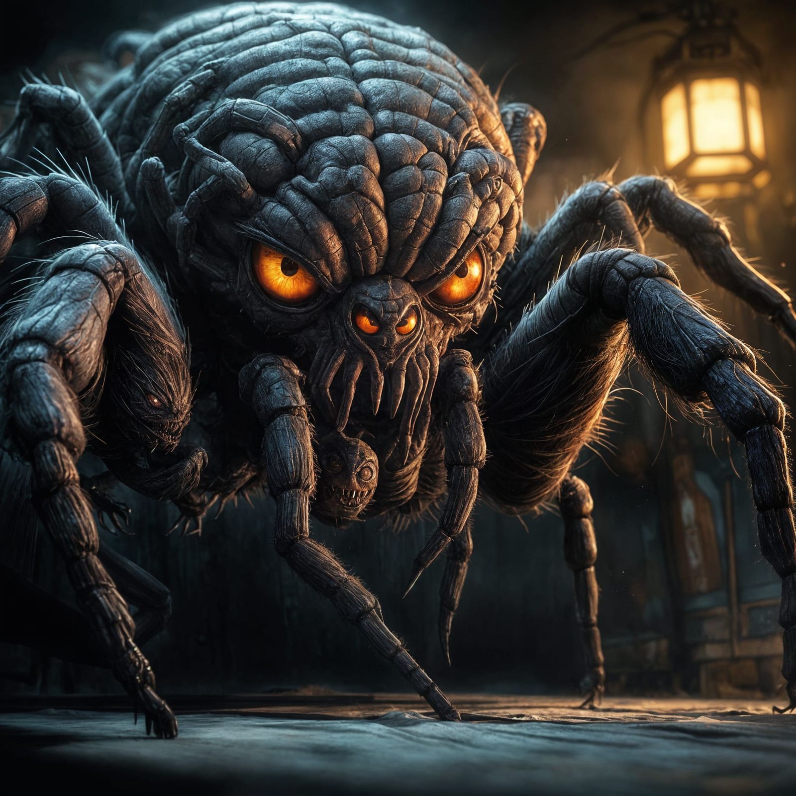 Sinister Spider-Creature Lurking Under a Bed