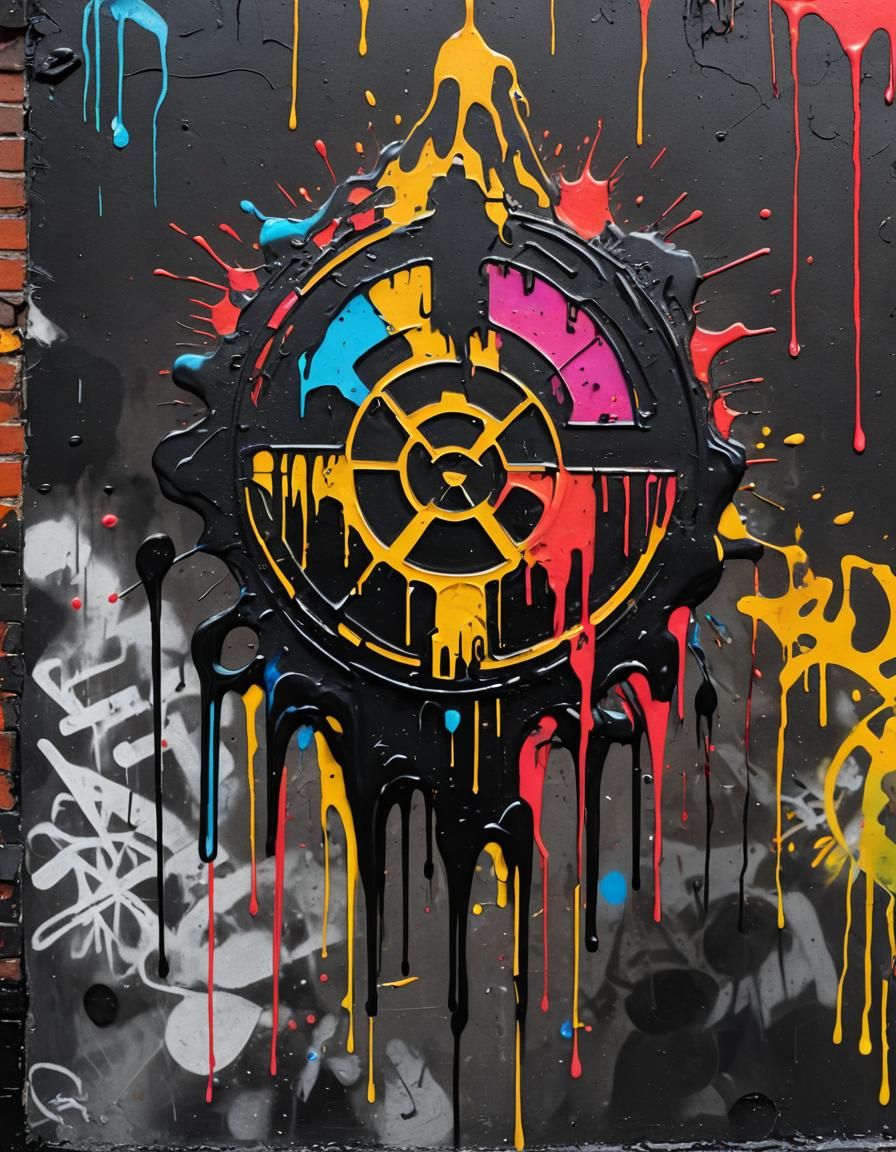 Gritty Street Art: Radiation Symbol Graffiti