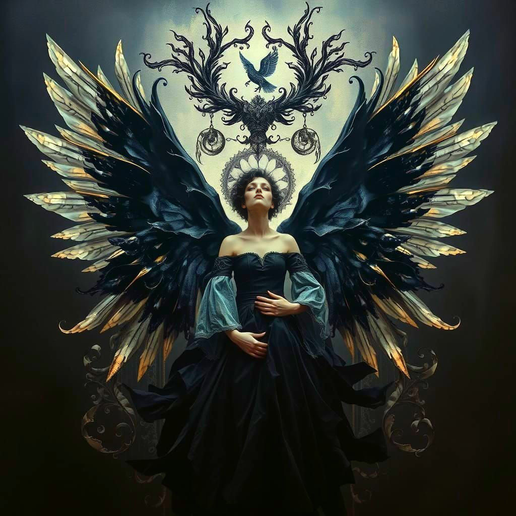 Ethereal Baroque Faery in Chiaroscuro Oil Painting Style