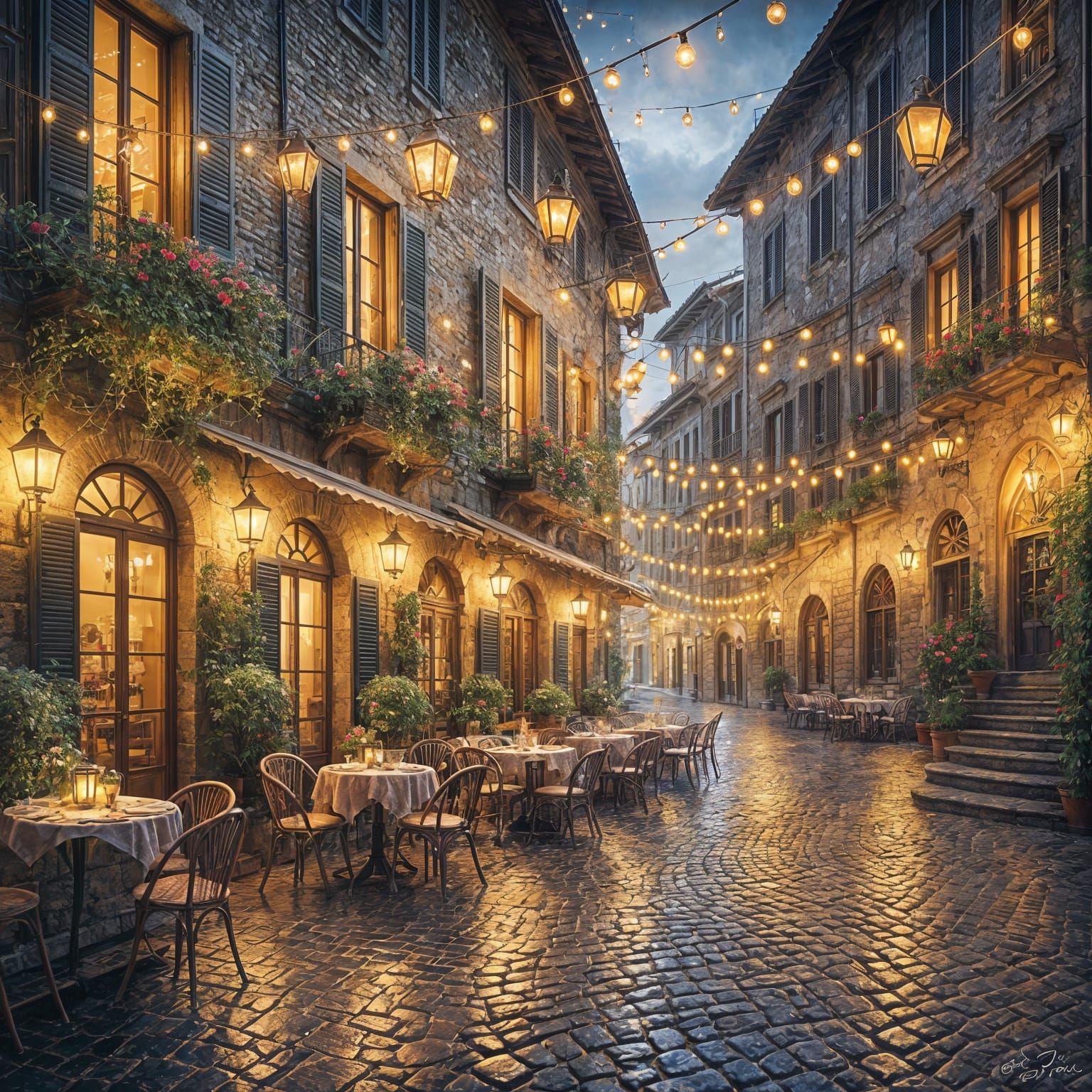 A café, a glow, an eternal moment" ☕✨️🌺