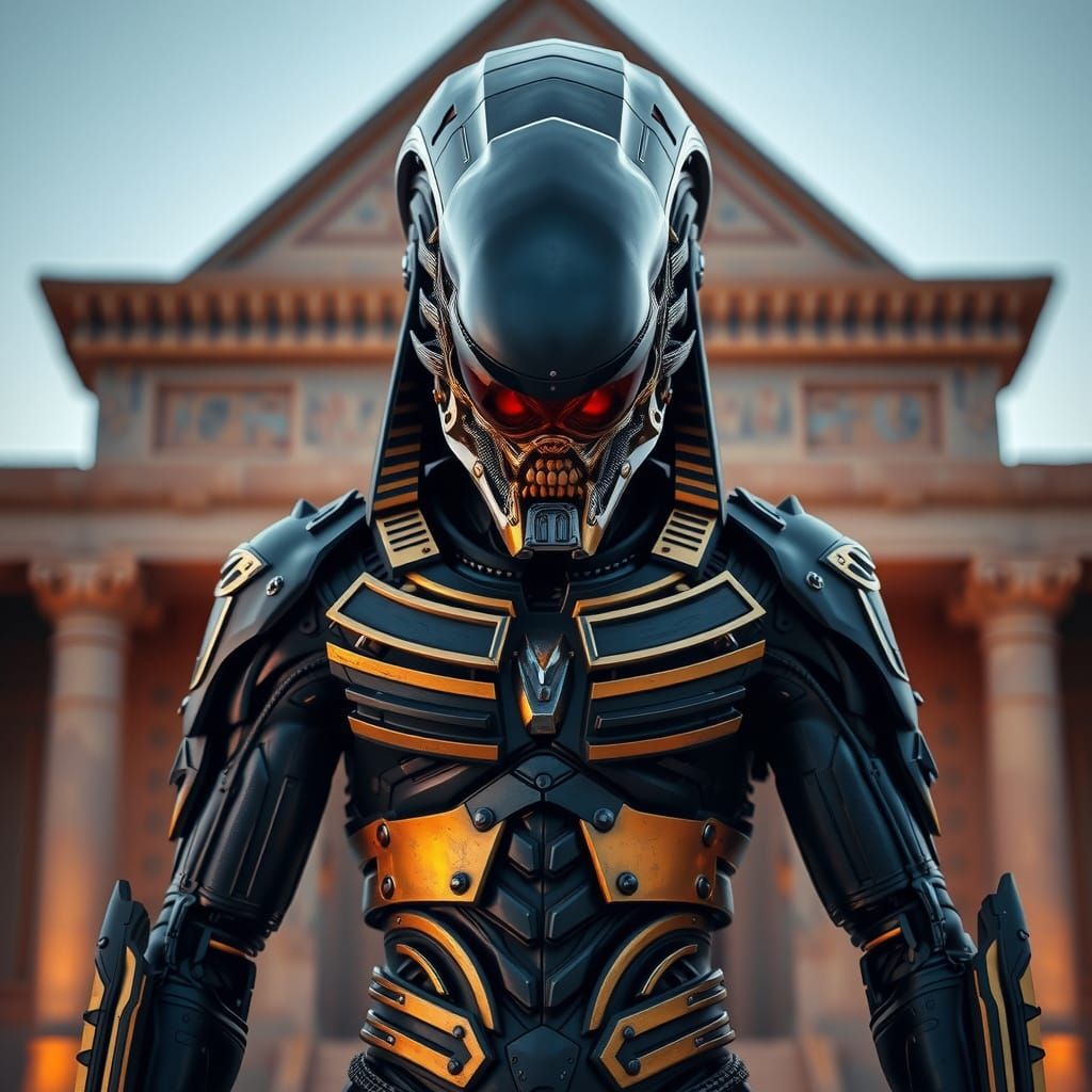 Alien Xenomorph in Ancient Egyptian Hieroglyph Style