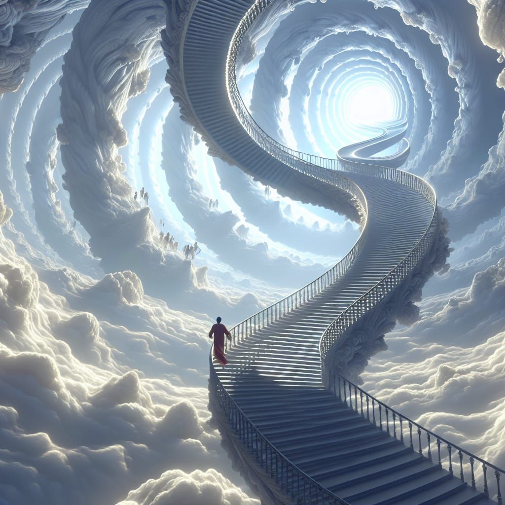 Eternal Ascent: A Hyperrealistic Fantasy Stairway