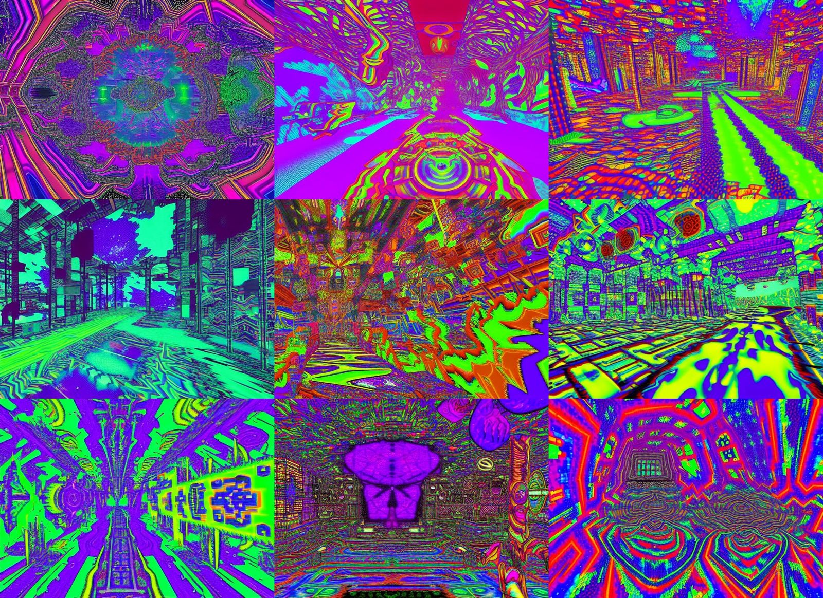 Psychedelic Glitch Art Landscape in Intricate Detail