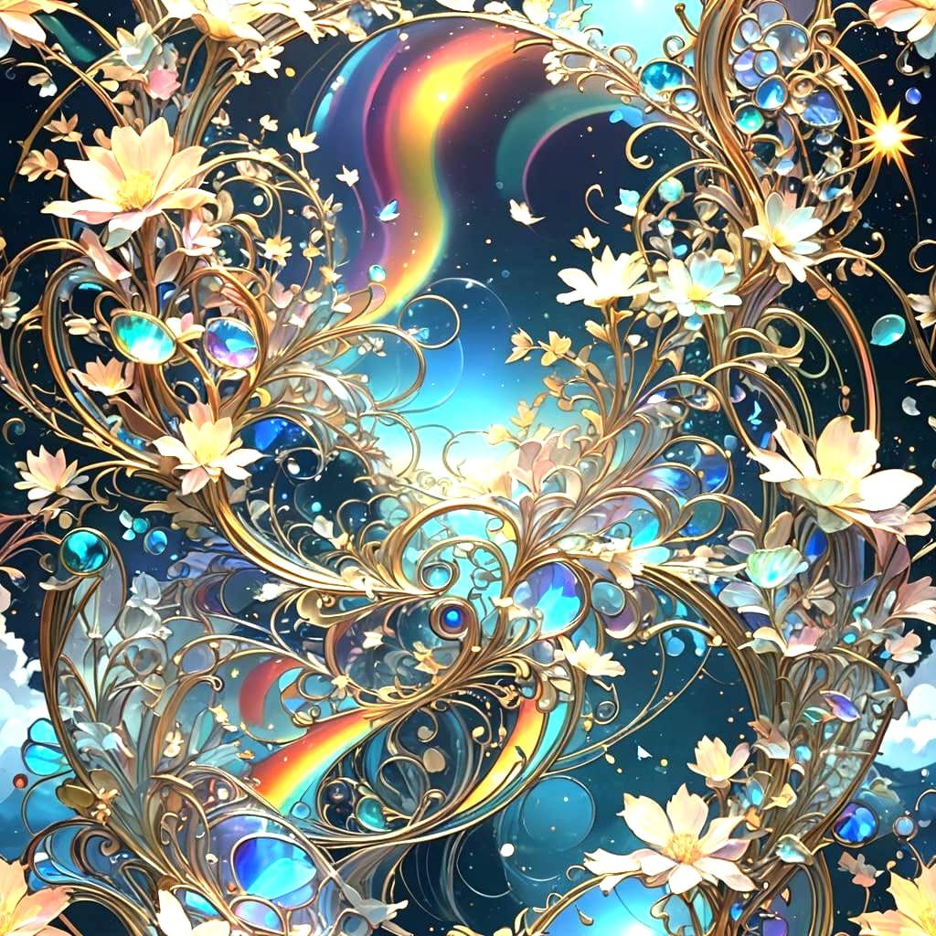 Iridescent Sky Spell in Art Nouveau Style