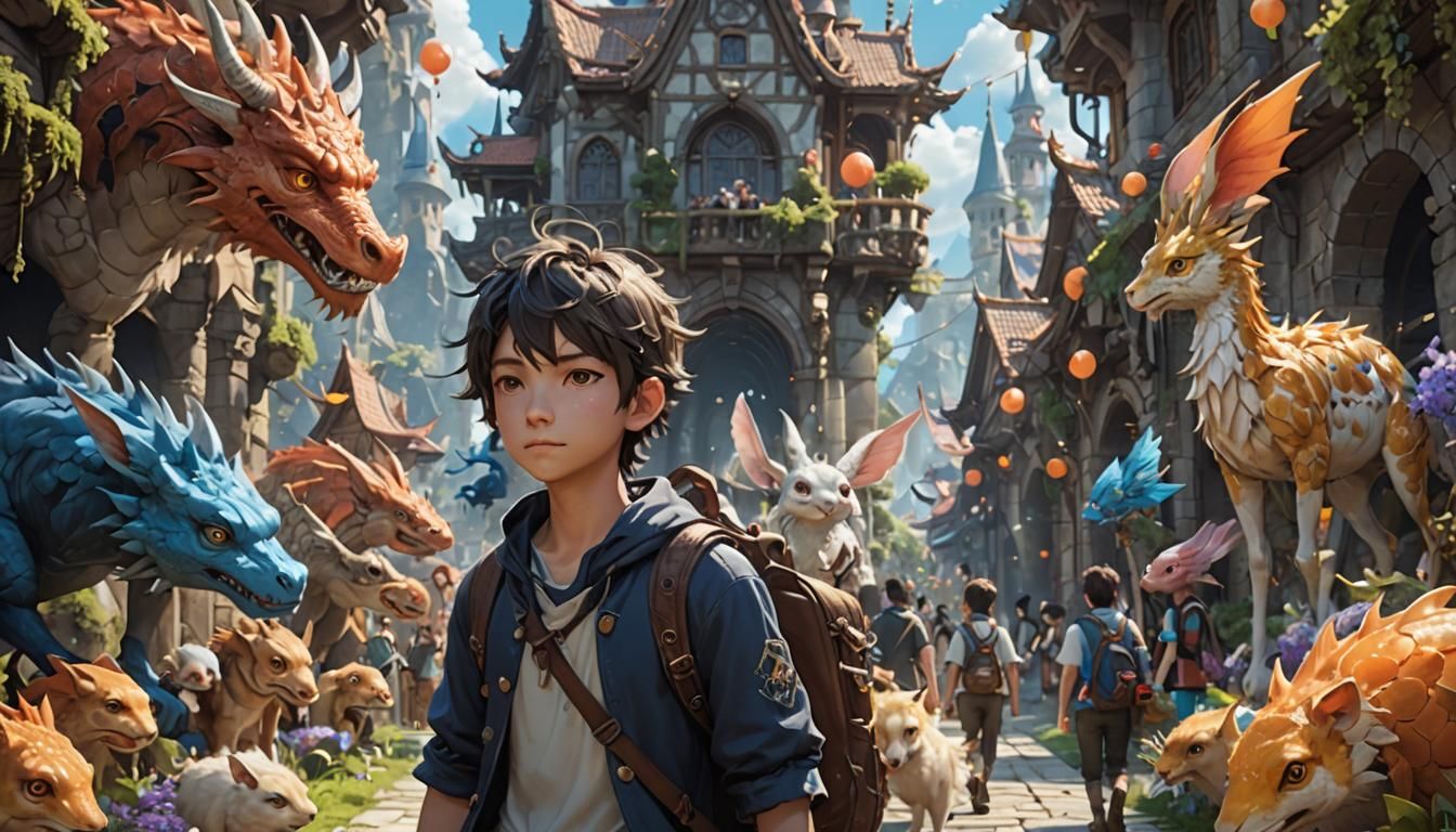 Boy's Journey Through a Whimsical Anime World