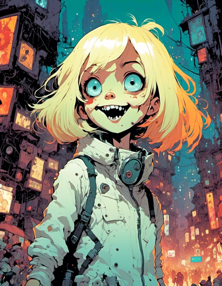 Horror Anime Portrait in Cyberpunk Style