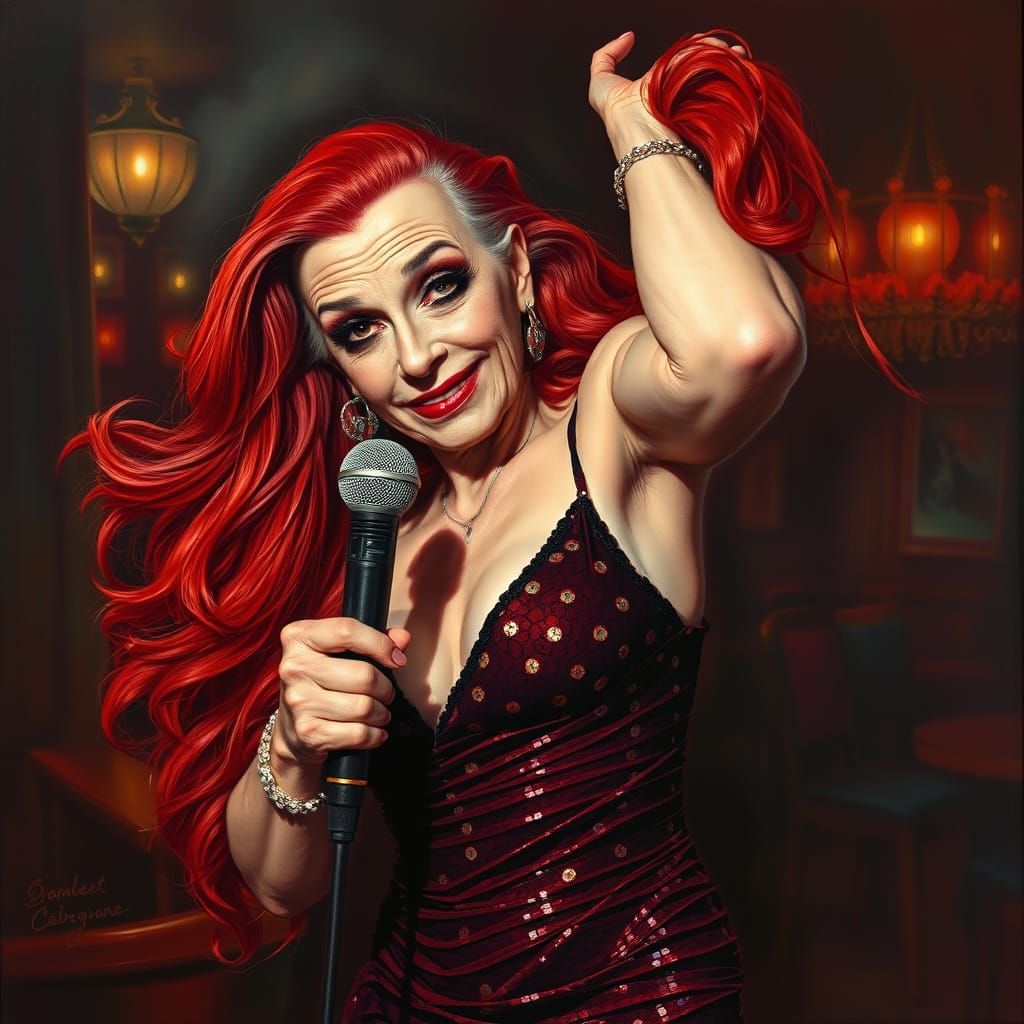 Film Noir Drag Queen in Smoky Jazz Club