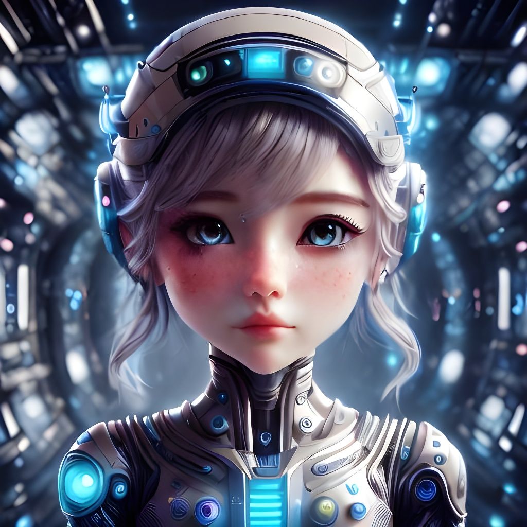 Futuristic Robotic Person Portrait in Semi-Realism