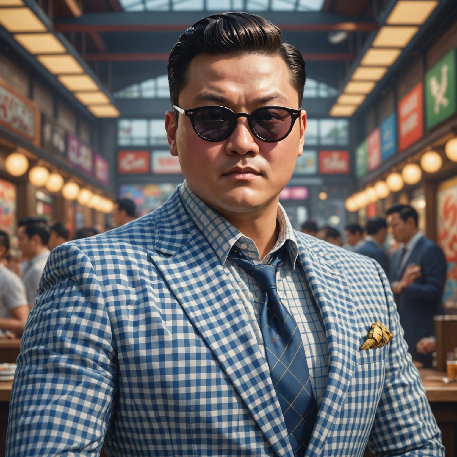 Psy Performs Gangnam Style in Vibrant Gingham