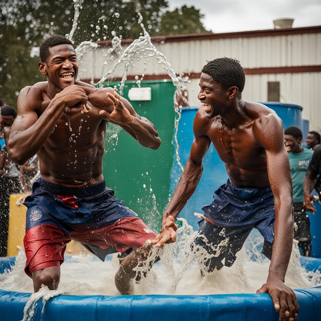 Fraternity Brothers Dunk Tank Portrait in Studio Lighting